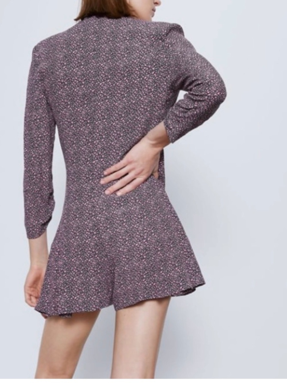 Zara Floral Skort Dress 80s Style Padded Shoulders with Built in Shorts size S - Picture 3 of 13